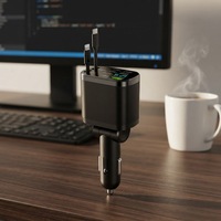 Chargeur de voiture certifié CE 66W 5V/3A PD 5 en 1 QC3.0 Super rapide 9V/2A Entrée Câble rétractable pour Android