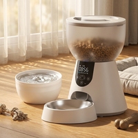 Distributeur automatique de nourriture pour animaux de compagnie, double alimentation, en acier inoxydable, modèle transfrontalier à bouton-poussoir, 2-en-1, 4L