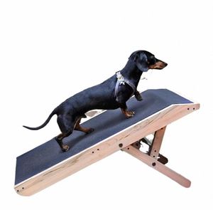 लिविंग रूम में बिस्तर के लिए छोटे और बड़े पालतू जानवरों के लिए समायोज्य लकड़ी के पालतू रैंप - Product Image 6