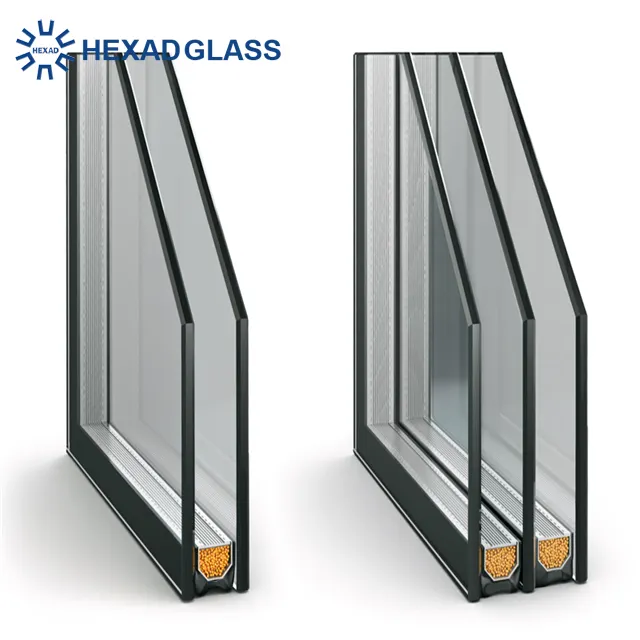 Single Double Triple Silver Low-E Insulated Glass Curtain Wall Double Glazing Insulating Glazed Units Hollow IGU DGU