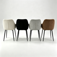 Fauteuil de salle à manger contemporain en gros, revêtement en chenille douce, pieds en métal robustes, pour usage domestique et hôtelier