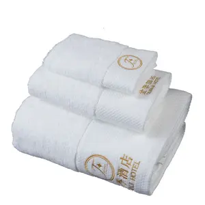 Manufacturers Custom Cotton White Hotel Towel Platinum Satin Towel Embroidered Gift Towel