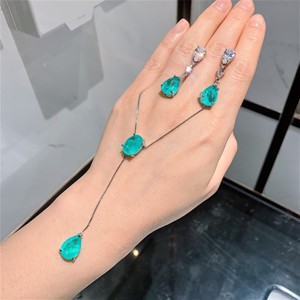 เครื่องประดับสไตล์เกาหลีชุบเงินทองแดงคุณภาพสูง ชุดเครื่องประดับจำลองสีสมบัติสไตล์ยุโรปอเมริกา ต่างหู 10*14 พร้อมจี้สร้อยคอ - Product Image 1