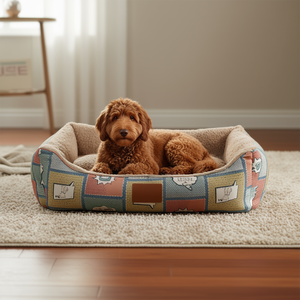 Ensemble de lit pour chat et chien à double usage pour l'hiver, chauffant, avec housse amovible, lavable en machine, rembourrage en fibre de polyester, toucher doux et moelleux, aspect lin épais - Product Image 2