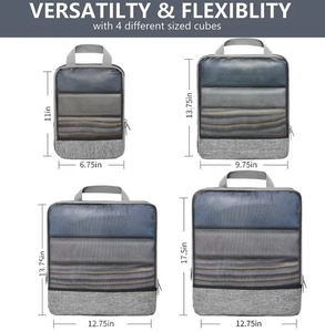 4 पीसी पोर्टेबल ट्रैवल आयोजक सेट यूनिसेक्स फैशनेबल संपीड़न पैकिंग क्यूब्स वाटरप्रूफ पॉलिएस्टर सामान भंडारण टिकाऊ - Product Image 2