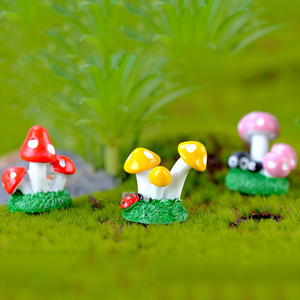 Resin Animal on <b>Mushroom</b> Mini Figurine Miniatures for Landscape Decorations Moss Plant Charm Desktop Ornaments DIY Accessories - Product Image 3