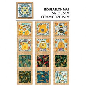 Customized Square Wood Ceramic Tile <b>Trivet</b> Heat Resistance Anti Scalding Bamboo Mat Pot Coasters Colorful Pot Mat Insulation Mat - Product Image 5