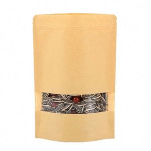 Sacs en papier kraft avec fermeture éclair étanches à l'humidité, sachets alimentaires avec fenêtre 16x22cm, pack promotionnel - Product Image 3