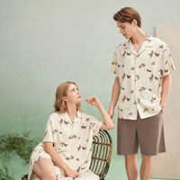 Vente en gros de vêtements de luxe à manches courtes en coton tricoté et élasthanne, imprimés, rafraîchissants, à taille élastique, mode décontractée, grandes tailles, personnalisables pour couple