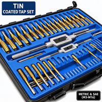 Jeu de tarauds et filières en acier au carbone revêtu de TiN, 86 pièces, kit d'outils de filetage manuel pour la coupe de fils internes/extérieurs, réparation automobile
