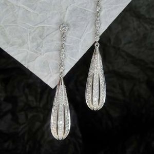 Pendientes de Lágrima Largos de Oro de 18K con Diamantes de Xinfly, Joyería Fina para Mujer, Novia, Compromiso, Boda - Product Image 2