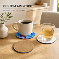 Sous-verres carrés écologiques en liège avec support en bois, vierges pour sublimation, personnalisables pour la décoration intérieure et les cadeaux de Noël