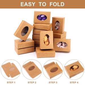 Boîte cadeau en papier personnalisée, emballage en carton kraft recyclé, boîte cadeau pliable avec fenêtre, boîte en papier alimentaire - Product Image 4