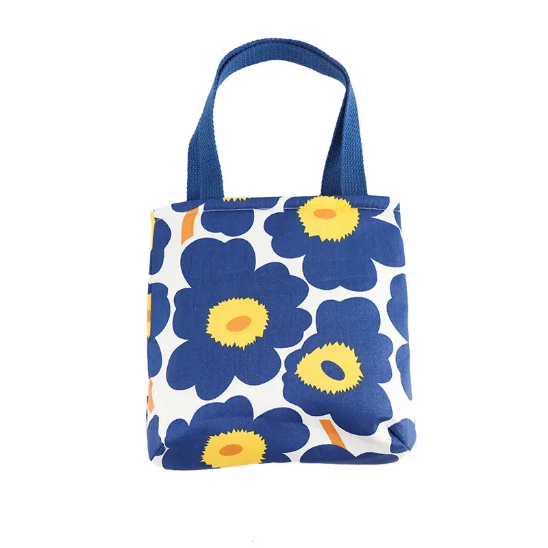 Mini bolsa de almuerzo con estampado de frutas bonitas, tela de algodón para trabajadores de oficina, bolsa de comida para mujer, bolsa de mano pequeña de lona para estudiantes