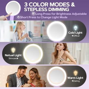 Handheld <b>Vanity</b> <b>Mirror</b> with <b>Lights</b> 6 Inches 10x Magnifying Makeup <b>Mirror</b> with Desktop Wall - Product Image 4