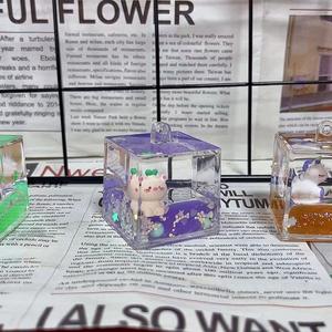 Custom Mini Floating liquido portachiavi in lega e resina acrilica coppetta olio artigianale con <span class=keywords><strong>Bubble</strong></span> Ball Star Design - Product Image 5