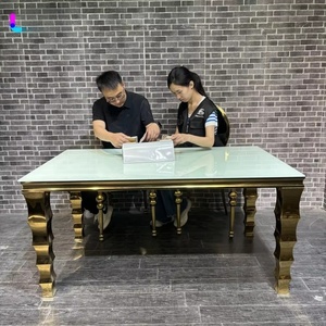 JINDA Wholesale Wedding Party Events Banquet Metal Fancy <strong>Table</strong> White Gold Stainless <strong>Steel</strong> <strong>Frame</strong> <strong>Table</strong> - Product Image 1