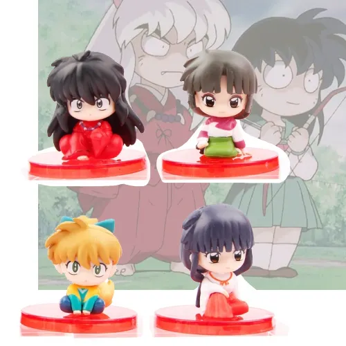 4PCS/SET 4CM Inuyasha Kagome Q Ver 2 PVC Doll Anime Figure Toy