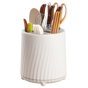 360 degree rotating plastic cutlery storage box multifunctional kitchen storage and organization with drain tray