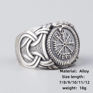 Bague Viking <span class=keywords><strong>Boussole</strong></span> Homme Argent Antique Vegvisir Nordique Runique Geometrique Chevaliere Bijoux Gros Yiwu Chine Sur Mesure - Product Image 2