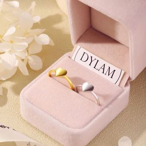Dylam No Moq Fashion Design S925 Silver 18K Gold Plated Mama Collection Presents Mothers Day Gift <b>Resizable</b> Heart <b>Rings</b> - Product Image 4