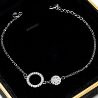 KAAN JEWELRY Simple Silber Circular Geometric Damen armband eingelegt mit weißem Zirkon Exquisite Armband