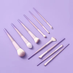 Yrx แปรงปัดแป้งด้ามไม้สีม่วงไล่ระดับสีสุดหรูแปรงขนสังเคราะห์ขนนุ่มแปรงรองพื้นเมคอัพเบสชุดเสริมสวยสำหรับผู้หญิง - Product Image 2