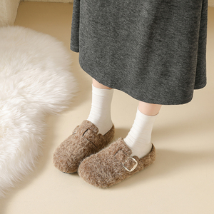 New Ecofriendly Women <strong>Felt</strong> <strong>Clogs</strong> Plush Inside Winter Warm Shoes Outdoor Slip-on Cute Buckle Fur Girls Mules Low Price Export - Product Image 5