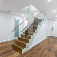 Escaliers courbes avec garde-corps en acier inoxydable, escalier en verre courbe, escalier en plexiglas courbe