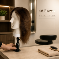 Tête d'entraînement en cheveux naturels pour hommes, pour la pratique de la coiffure et du maquillage