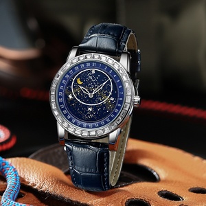 Montres de luxe à quartz pour hommes en gros, étanches, avec mouvement à quartz ciel étoilé et aiguilles caractéristiques phase de lune - Product Image 6