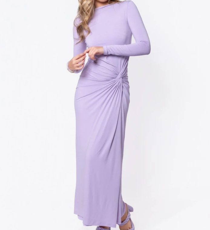 slim fit dress slacks Fitted Satin Long Sleeves Open Back Dusty Rose Evening Gown AC381 4 / Dusty Rose (RosyBrown)