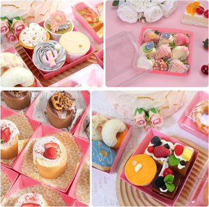 Boîtes d'emballage pour sushi, hamburgers et sandwichs en carton kraft rose avec logo personnalisé imprimé et couvercle transparent, <span class=keywords><strong>vaisselle</strong></span> de fête en gros - Product Image 6