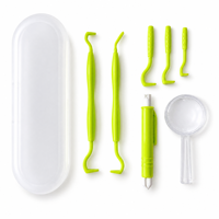 Kit de retrait de tiques durable pour chiens et chats avec stylo à ressort, 2 outils à double extrémité, 3 crochets, loupe et étui rigide
