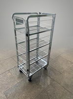 Chariot à lait pliable personnalisé OEM, en acier thermolaqué, pour le transport du lait, avec 4 roues