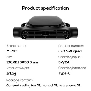 Ventilador de Asiento de Coche Recargable USB Portátil Pluska CF07, Ventilador de Reposacabezas de Coche Universal sin Aspas, Ventilador de Asiento Trasero de Coche - Product Image 6