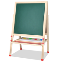 Planche à dessin pour enfants Livre effaçable en bois Tableau noir magnétique double face Tableau d'écriture en bois pour dessin à la maison