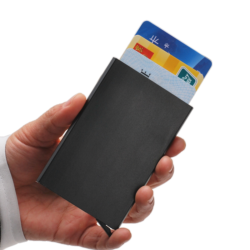 Porte-Cartes De Visite En Métal PU - Mince Et Protection Maxi