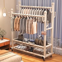 Porte-vêtements multifonction à double tringle, séchoir à linge, pour chambre à coucher, usage domestique, salon, tringle à vêtements en métal