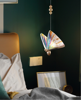 Mode hôtel moderne accrocher plafonnier escaliers décoration acrylique Double face papillon pendentifs lampe lustre