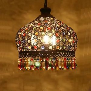 Bombilla <span class=keywords><strong>Bohemi</strong></span> E27 para Restaurante, Cafetería del Sudeste Asiático, Tienda, Hotel, Bar, Lámpara Colgante de Cristal Colorida de una Sola Cabeza - Product Image 3