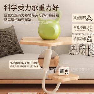 Wooden Round Coffee <b>Table</b> With Shelf For Living Room And Bedroom <b>Small</b> Apartment Use - Product Image 4