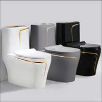 WC monobloc moderne en céramique multicolore pour salle de bain, cuvette de toilette dorée et blanche