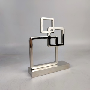 Cadre en métal argenté de petite taille en aluminium et fer pour la décoration de <span class=keywords><strong>salon</strong></span>, arts métalliques pour chambre d'amis, vente en gros d'usine - Product Image 4