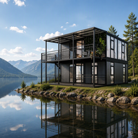 Villa de luxe préfabriquée extensible en conteneurs pliables à double aile sur deux étages pour complexe hôtelier, taille personnalisée, ensemble et kit