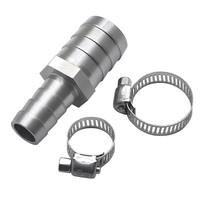 Adaptateur réducteur à raccord cannelé en acier inoxydable 3/4" vers 1/2" avec colliers de serrage pour conduites d'air/carburant/tuyaux (personnalisable)