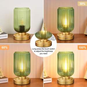モダンなコードレス充電式調光式タッチコントロール鉄テーブルランプガラスシェードE26 LED電球タイプ-C 3500Kウォームホワイト - Product Image 2
