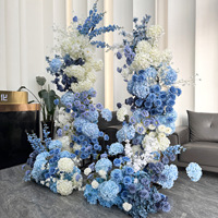 Arche florale bleue en soie artificielle de haute qualité, toile de fond pour mariage, festival, fête et décoration photo