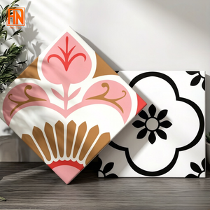 Gạch men gốm hoa văn Bắc Âu màu hồng 300x300mm, chống trơn, tráng men, dùng cho tường và sàn nhà bếp, phòng tắm, ban công, trường mầm non