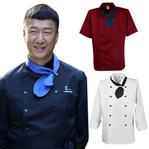 Hoge Kwaliteit Unisex Chef Uniform Hotel Keuken Werkkleding Korte Mouwen Chef Restaurant Uniform Koken Shirt Jas + Hoed + schort - Product Image 2